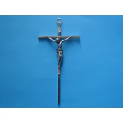 Krzyż metalowy kolor srebrny 15,5 cm